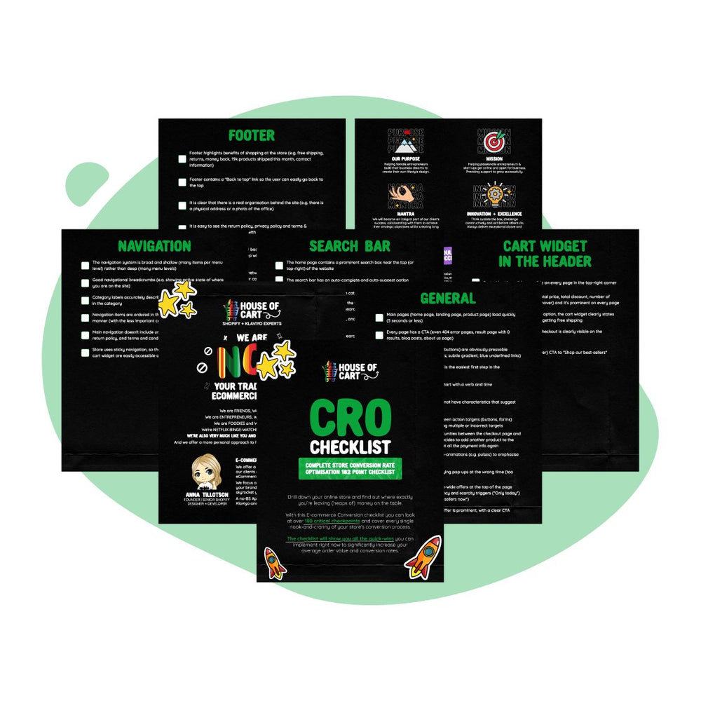 Complete Store Conversion Rate Optimisation 182 Point Checklist - House of Cart