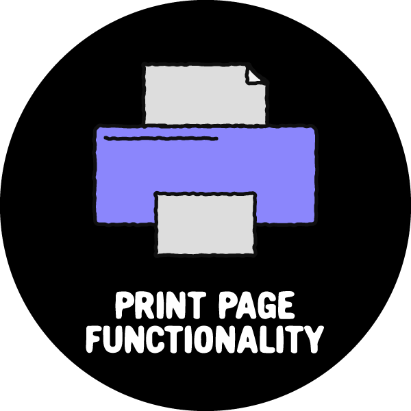 Print Page Functionality - Hard Coded